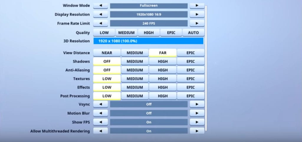 72hrs Fortnite Video settings