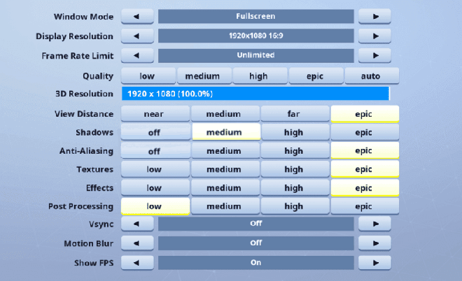 CDNThe3rd Fortnite Video settings