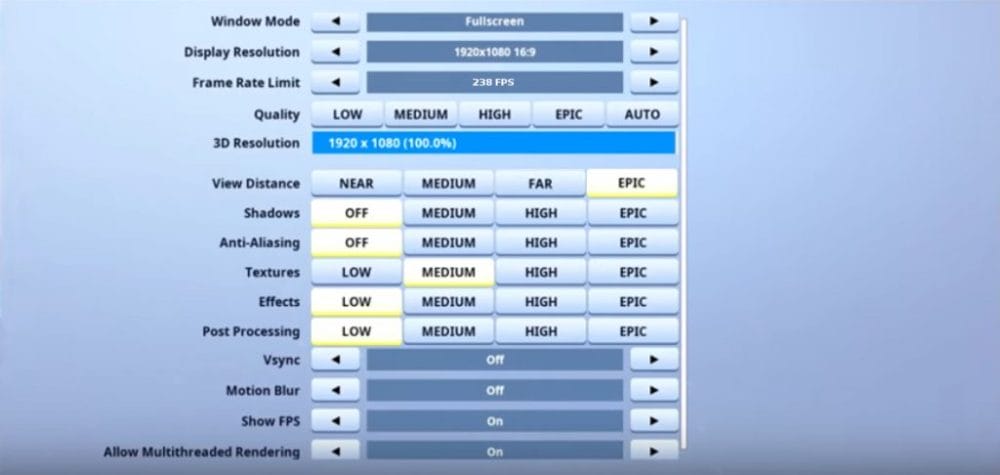 ErycTriceps Fortnite Video settings