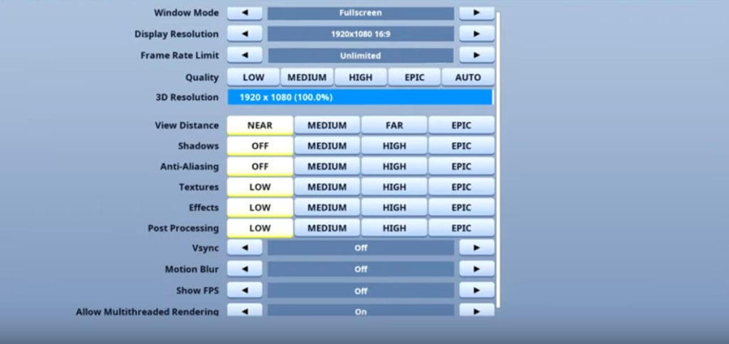 Nick Eh 30 Fortnite Video settings