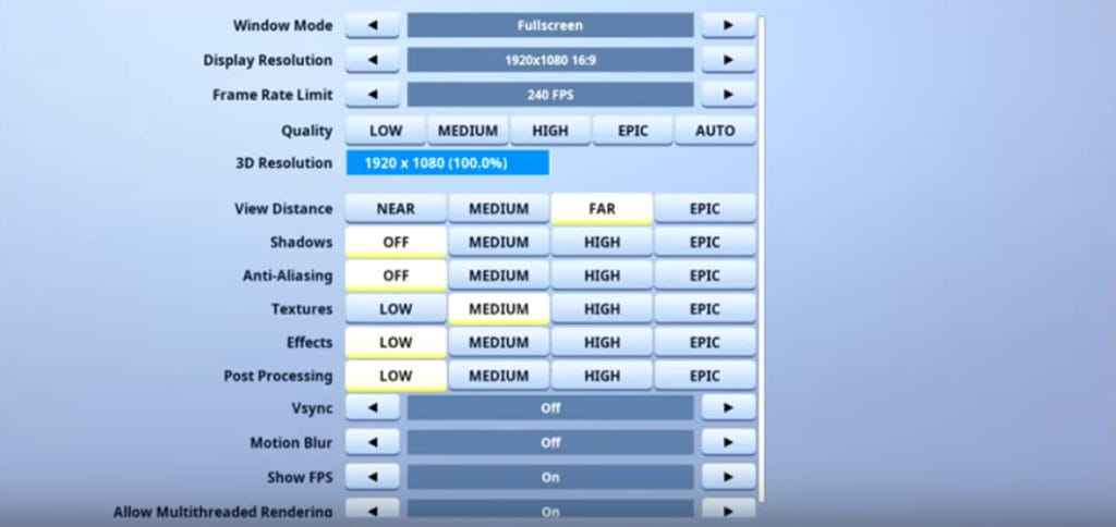 Poach Fortnite Video settings