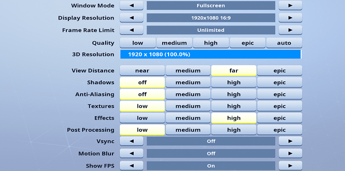 Ceice Fortnite Video settings