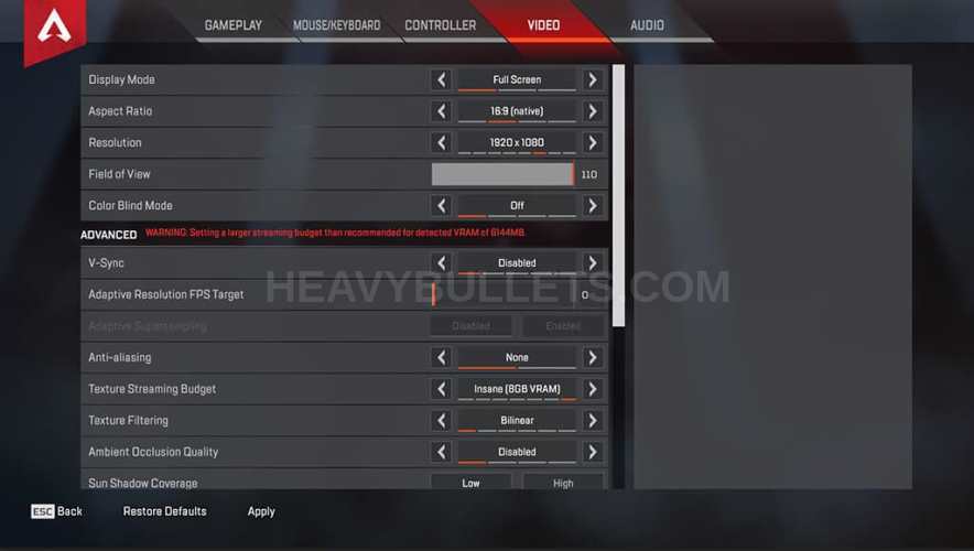 HusKers Apex Legends Video settings