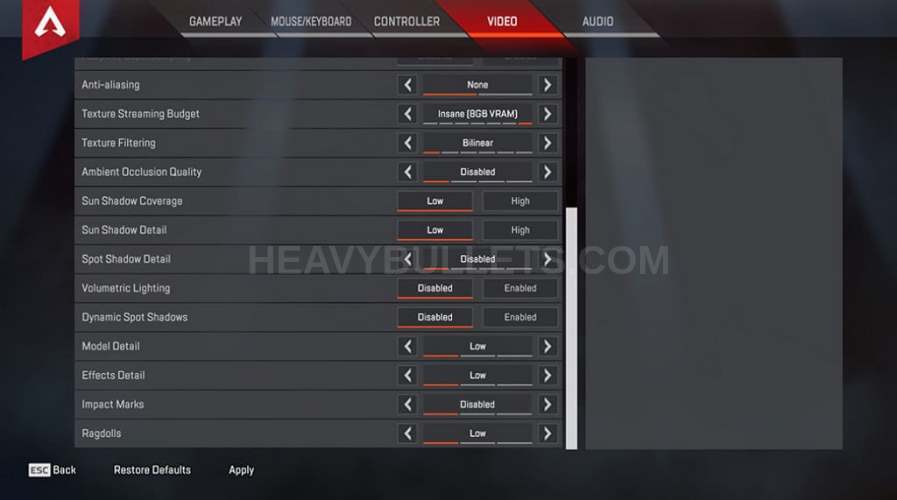 HusKers Apex Legends Video settings