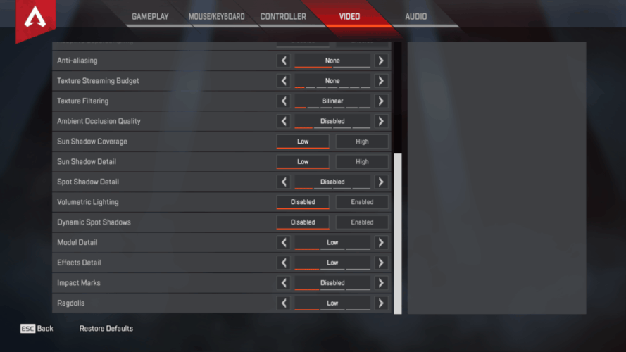 Shroud Apex Legends Video settings