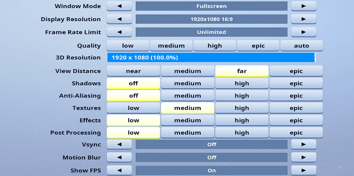 Snood Fortnite Video settings