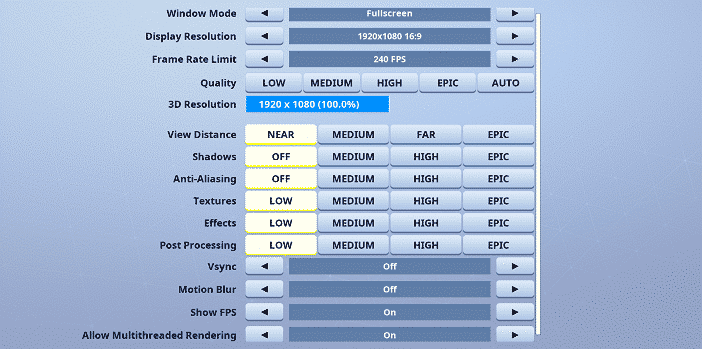 ZexRow Fortnite Video settings