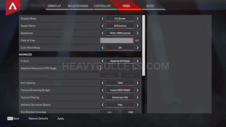 KingRichard Apex Legends Video settings