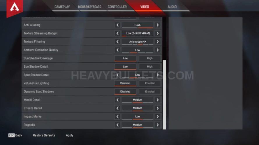 BreaK Apex Legends Video settings