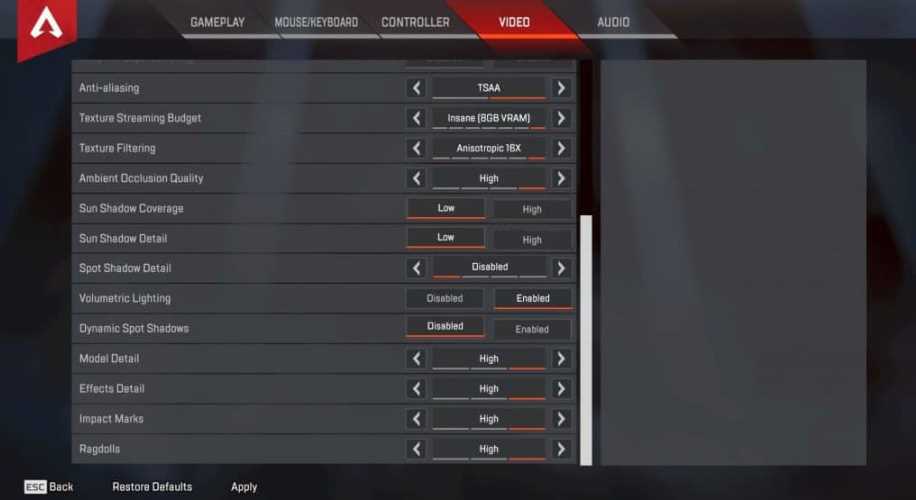 HighDistortion Apex Legends Video settings