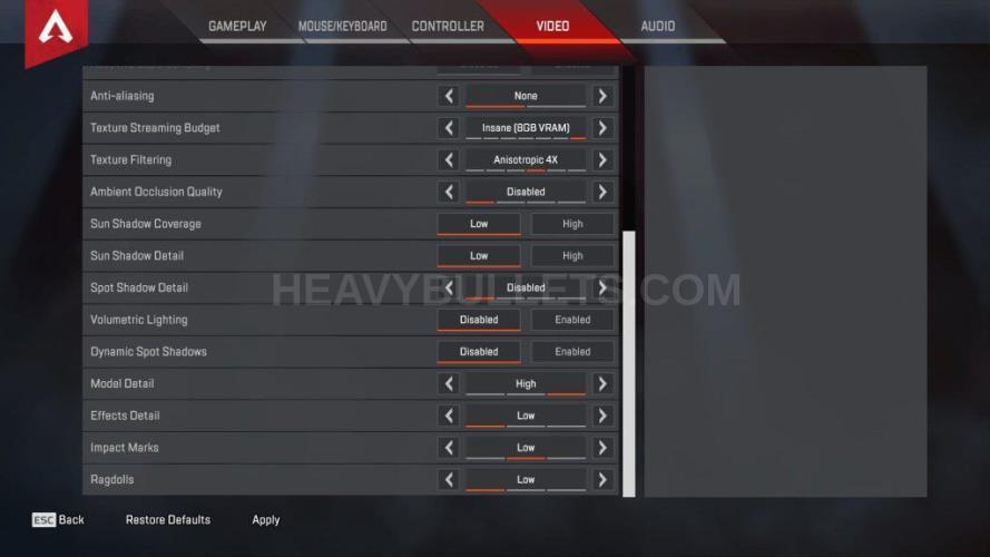 Networkz Apex Legends Video settings