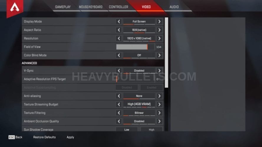 Phods Apex Legends Video settings