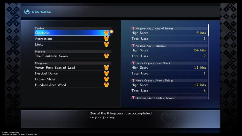 Kingdom Heart 3 Game Records